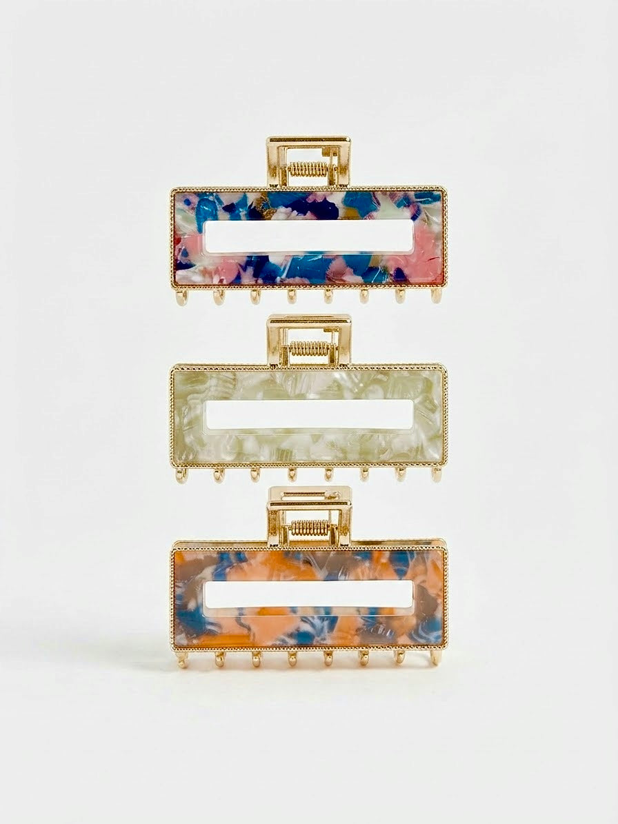 Pinza de pelo geométrica rectangular