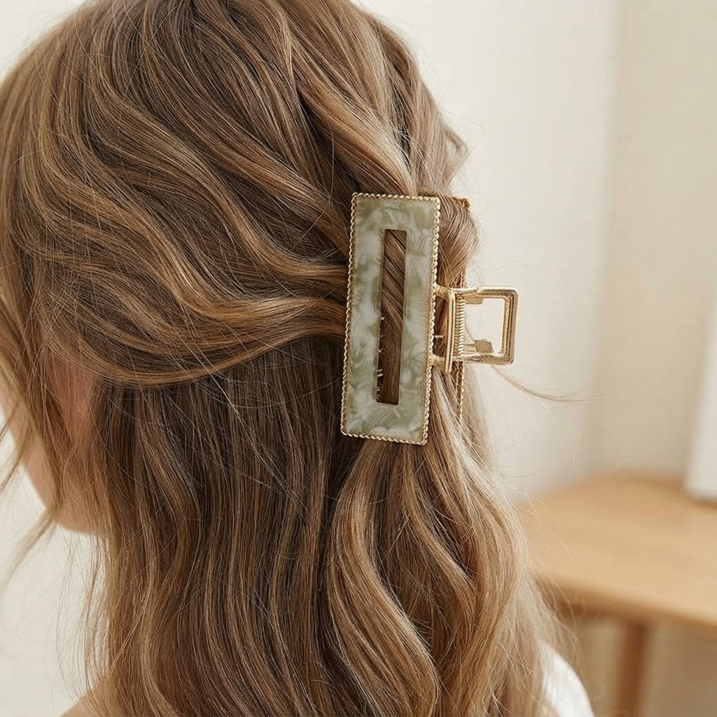 Pinza de pelo geométrica rectangular
