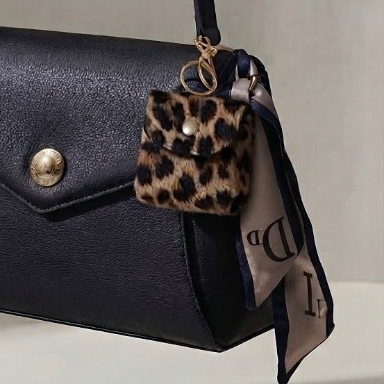 Colgante para bolso leopardo con pañuelo