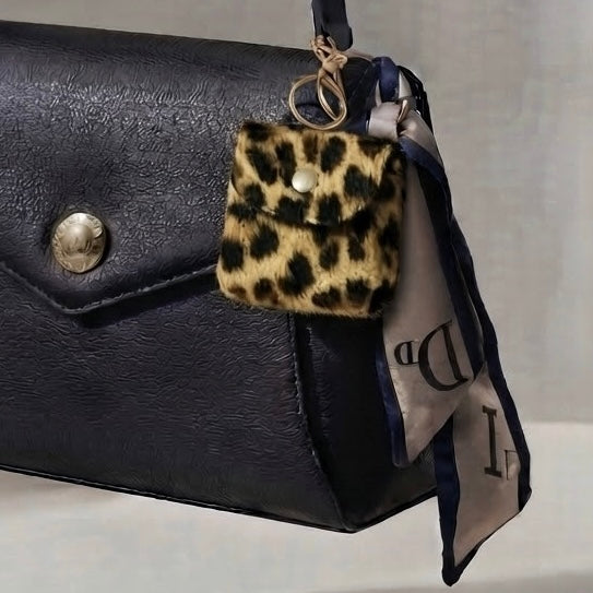 Colgante para bolso leopardo con pañuelo