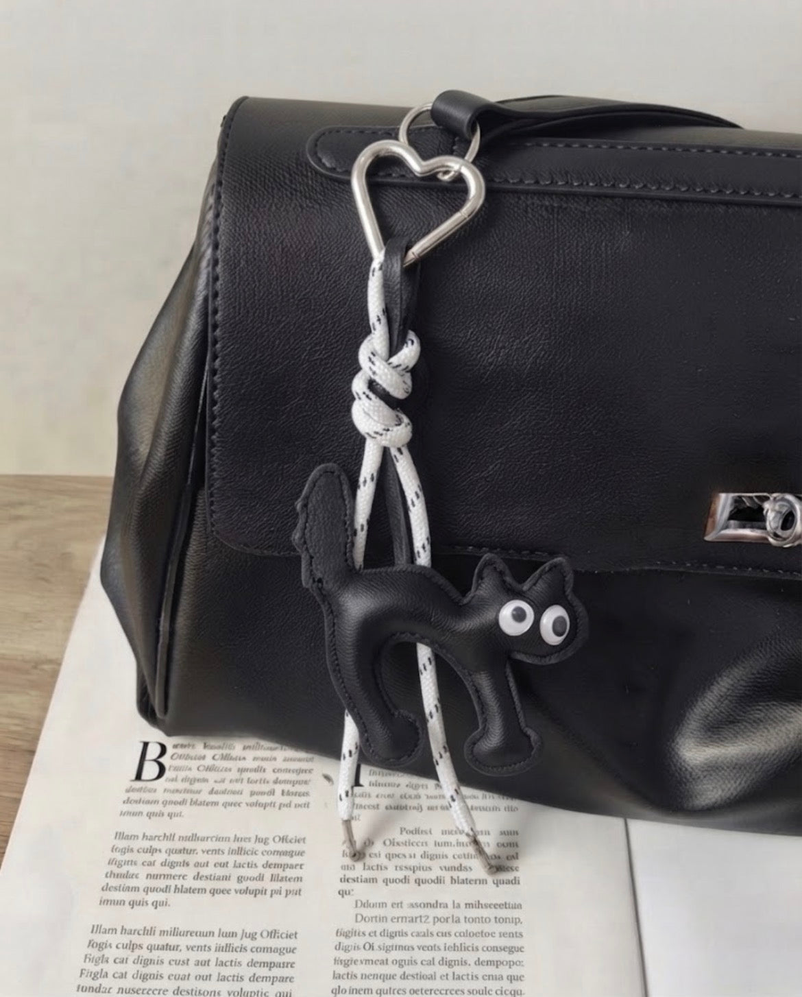Llavero para bolso con Gato y Mosquetón